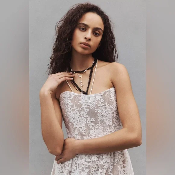 NEW NWT V. Chapman Charlotte Lace Strapless Maxi Gown Anthropologie - Picture 5 of 10